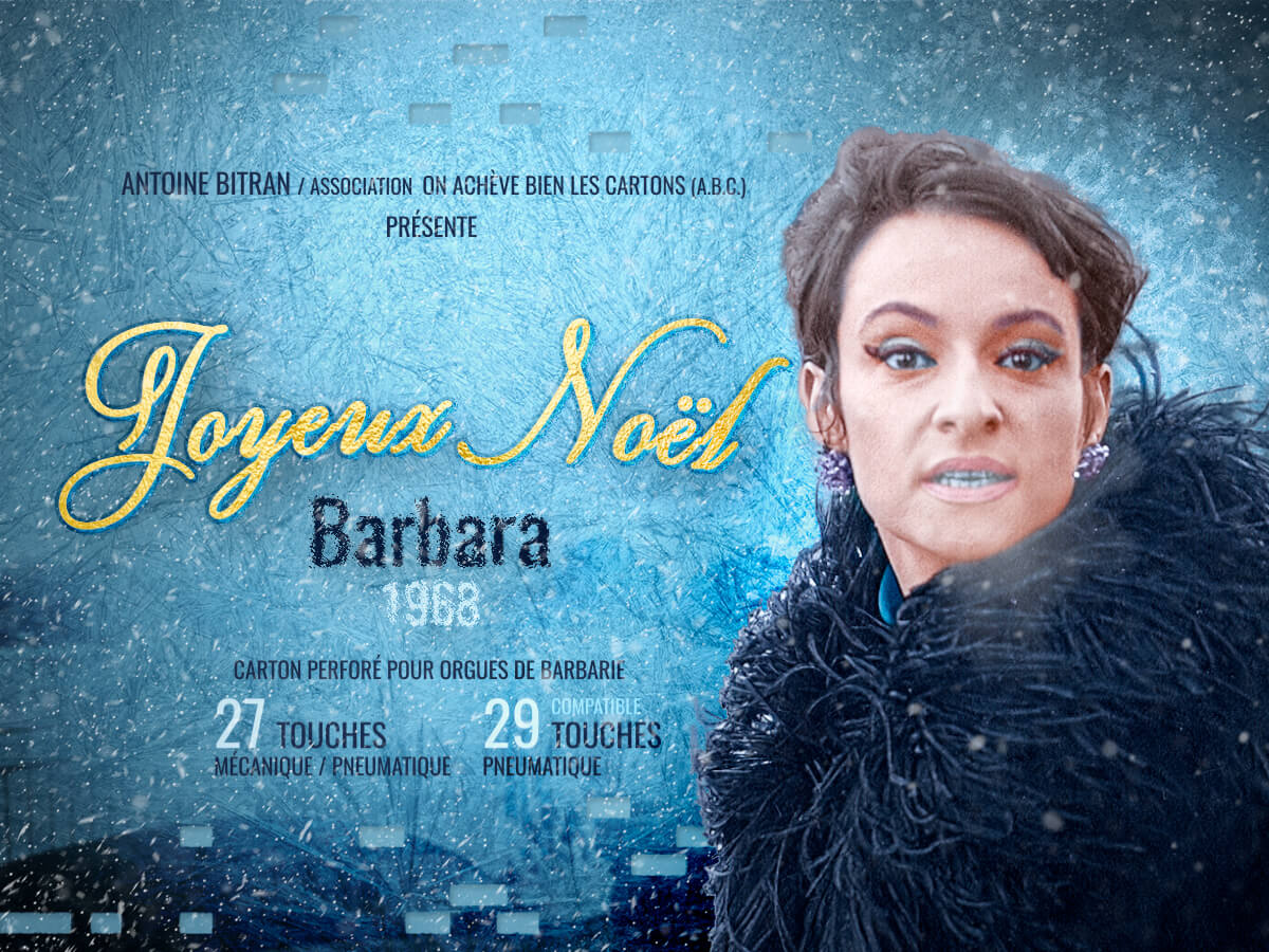 Joyeux Noel Barbara Carton Perfore Pour Orgue De Barbarie Joyeux Noel Barbara Carton Perfore Pour Orgue De Barbarie